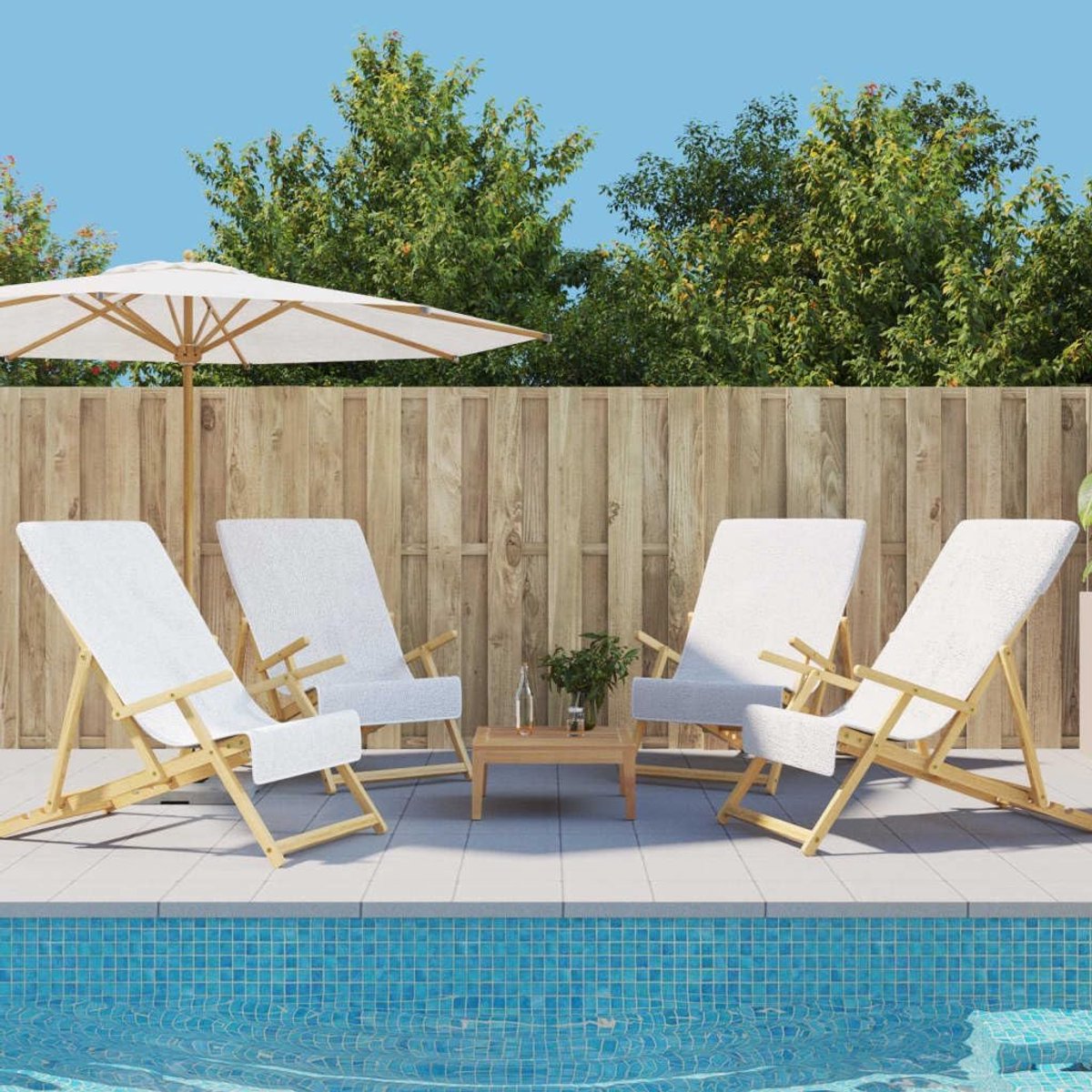 Set van 4 strandhanddoeken, 60 x 135 cm, zachte badhanddoeken voor zwembad, vakantie en strand, absorberend en sneldrogend