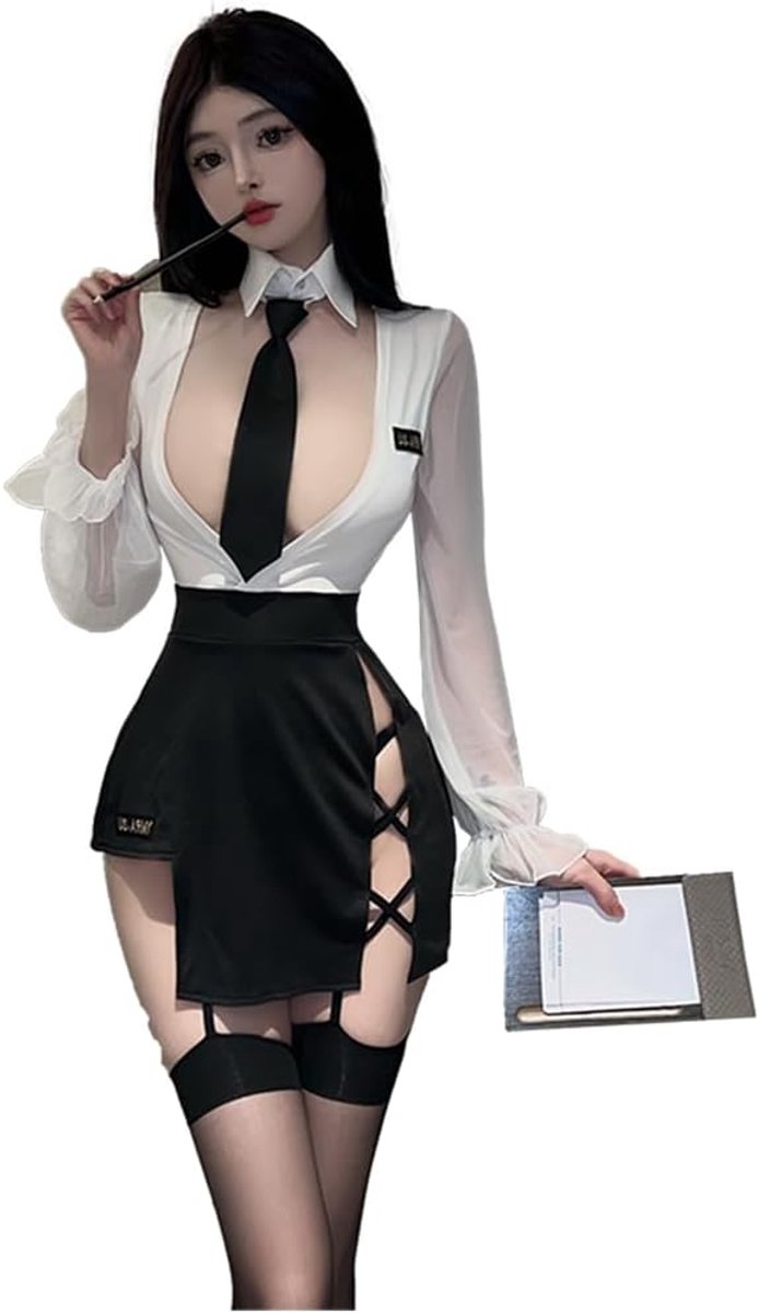 Sexy kantoor secretaresse cosplay meid outfit Japanse ondeugende schattige leraar outfit lingerie