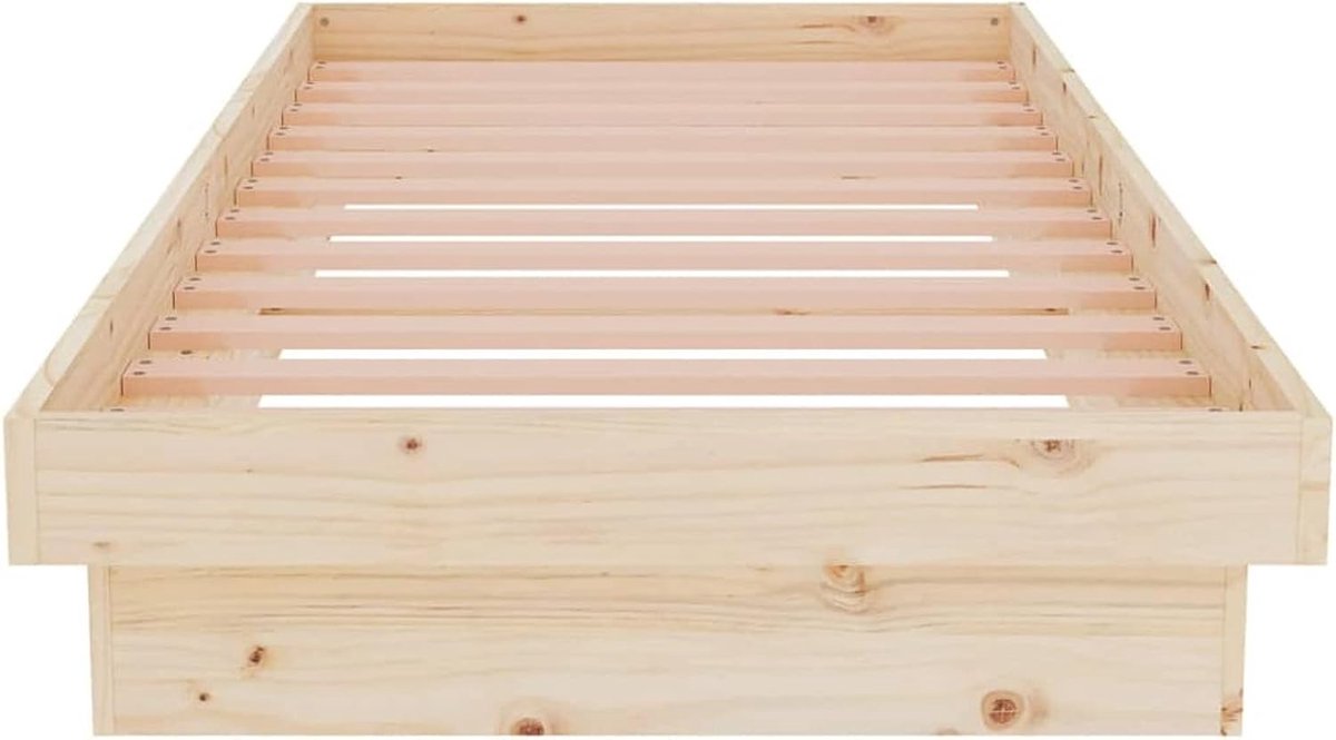 Massief houten bed, houten bedframe, massief houten bedframe, bedframe, lattenbodem, slaapkamerbed, slaapkamermeubel, framebedframe 75 x 190 cm (B x L) (2FT6 Small Single)