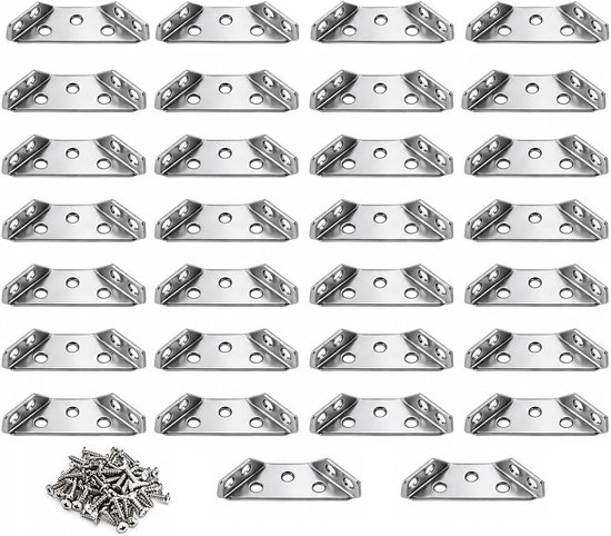 Steunen, roestvrij staal, driehoekige hoekverbinders voor meubels, hoekhouder voor versterking van houten frames, metalen hoekhoek, reparatieconnector voor tafels, planken, kasten en — afbeelding 5