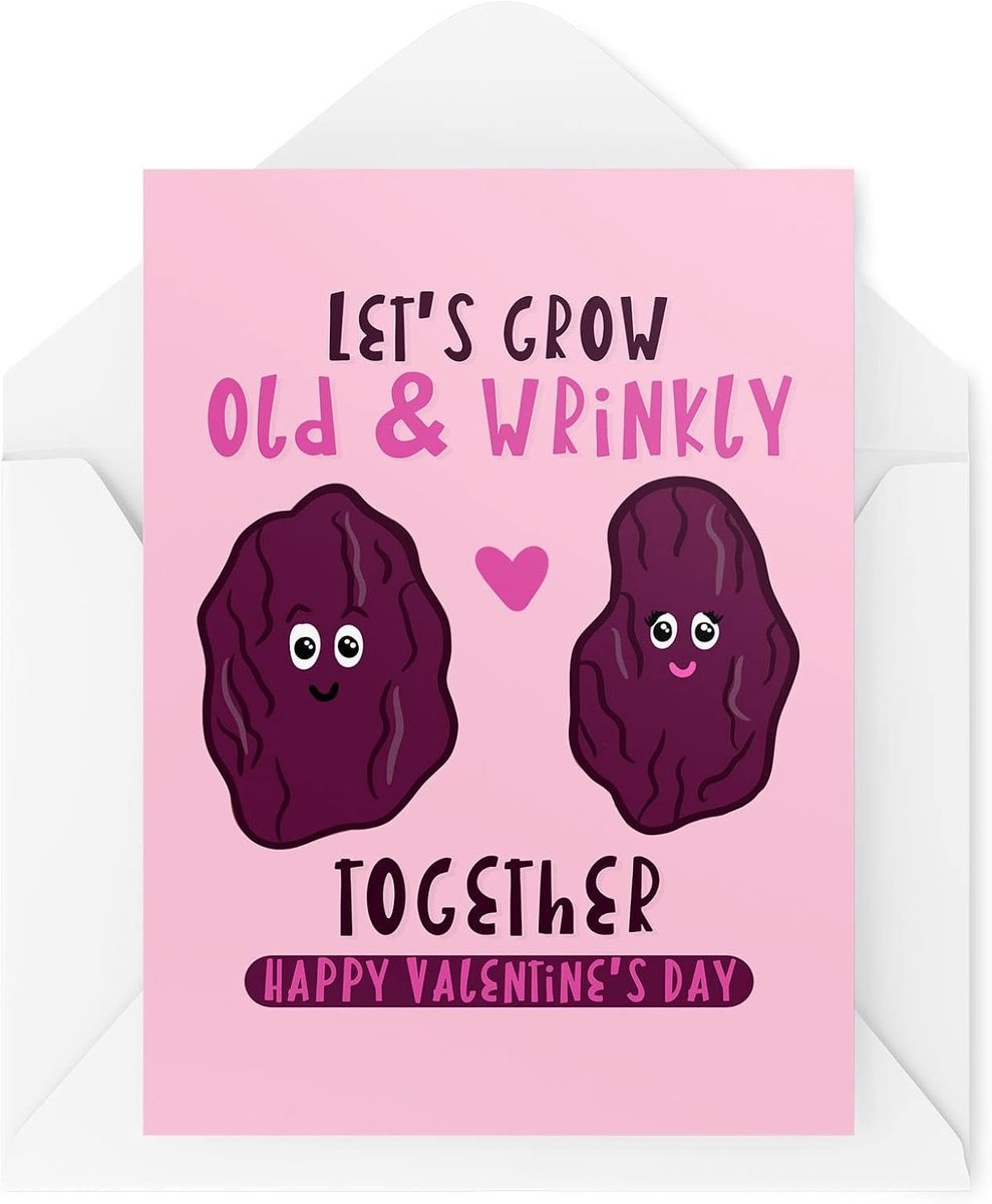 Valentijnsdag kaart - Laten we oud worden en samen rimpelig rozijnen - man vrouw kaarten - Valentijnsdag - vriendin vriendje - CBH1462