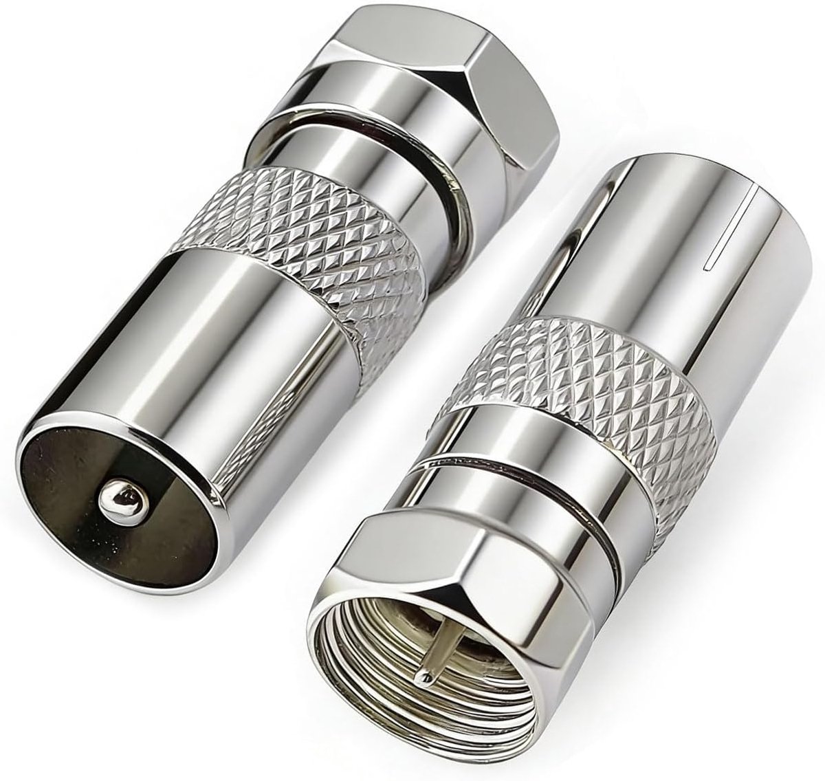 F naar TV adapter 2 stuks - nikkelgeplateerd - 75 Ohm - ideaal voor antenneverbindingen - ShopVlot