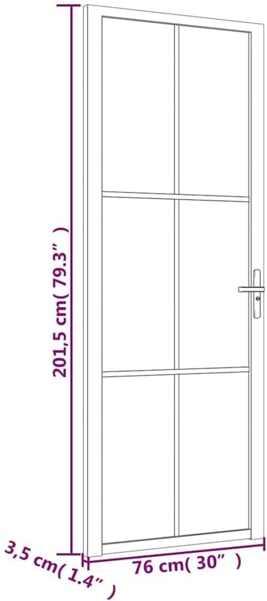 76 x 201,5 cm gehard glas & aluminium deur wit mat