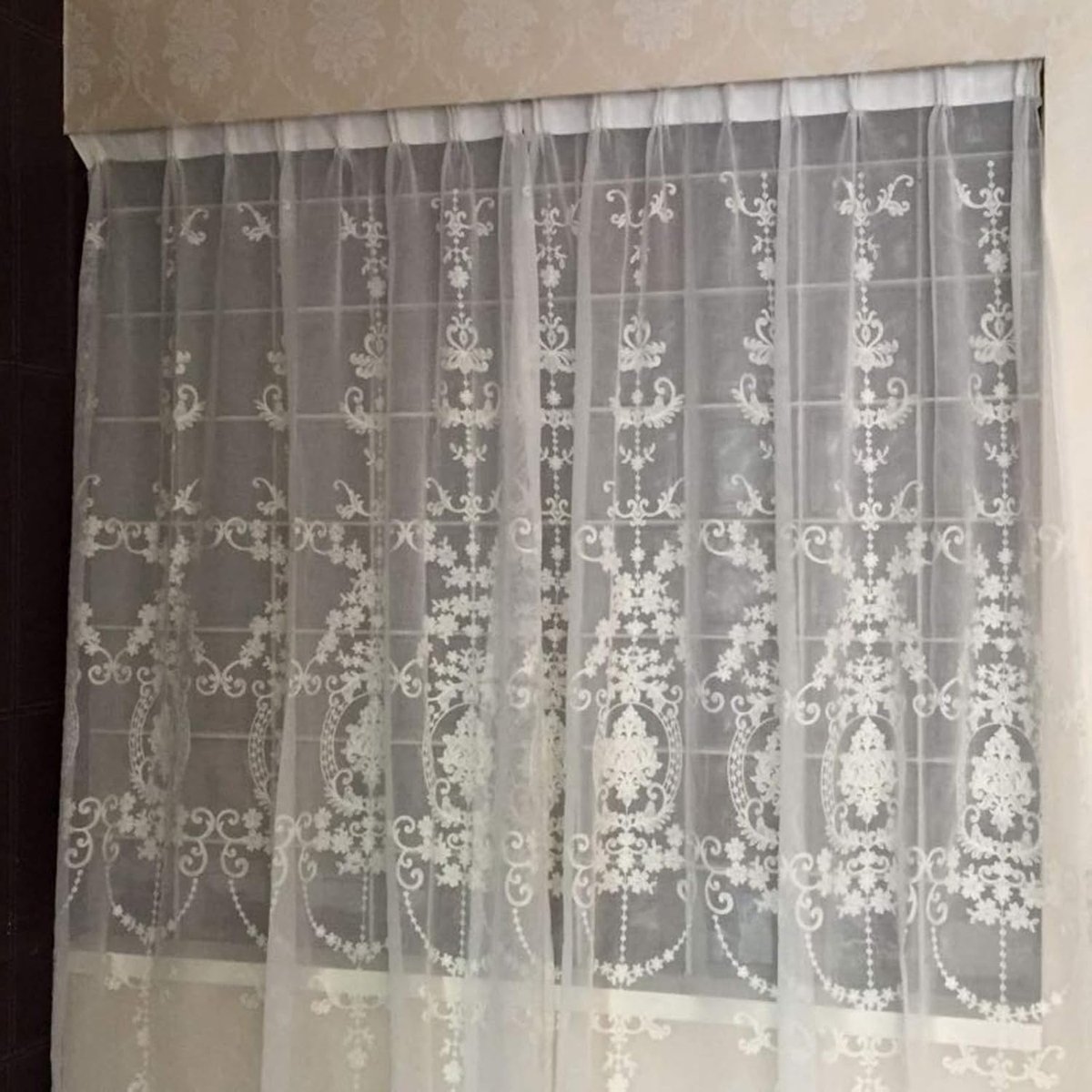 Gordijnen, Borduurwerk/Woonkamer/Voile/Gordijnen/Panelen, Geborduurd/Semi Sheer Bloem-Wit. 400x250cm (157x98inch)