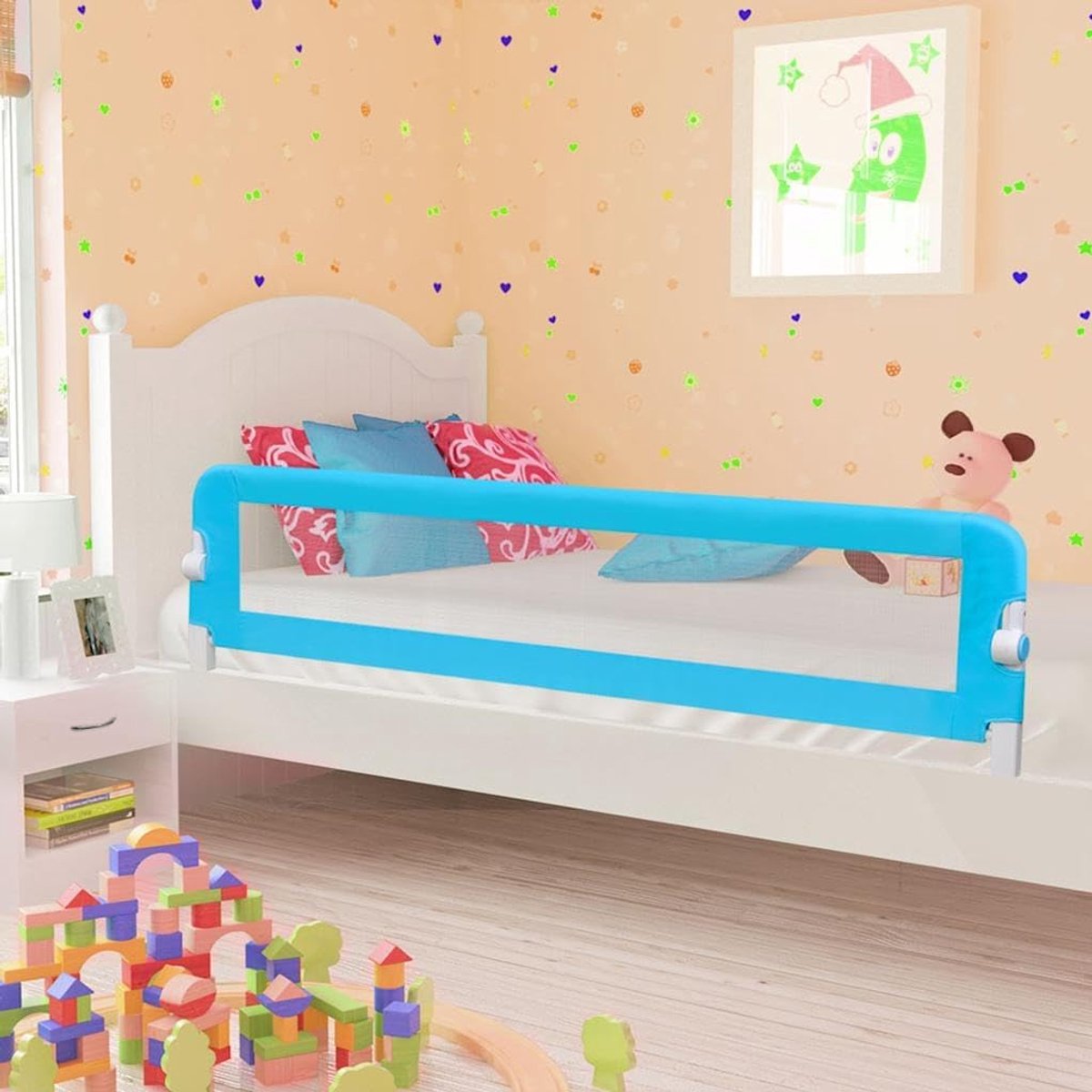 Bedhekje 180x42 cm, valbescherming voor peuters, blauw
