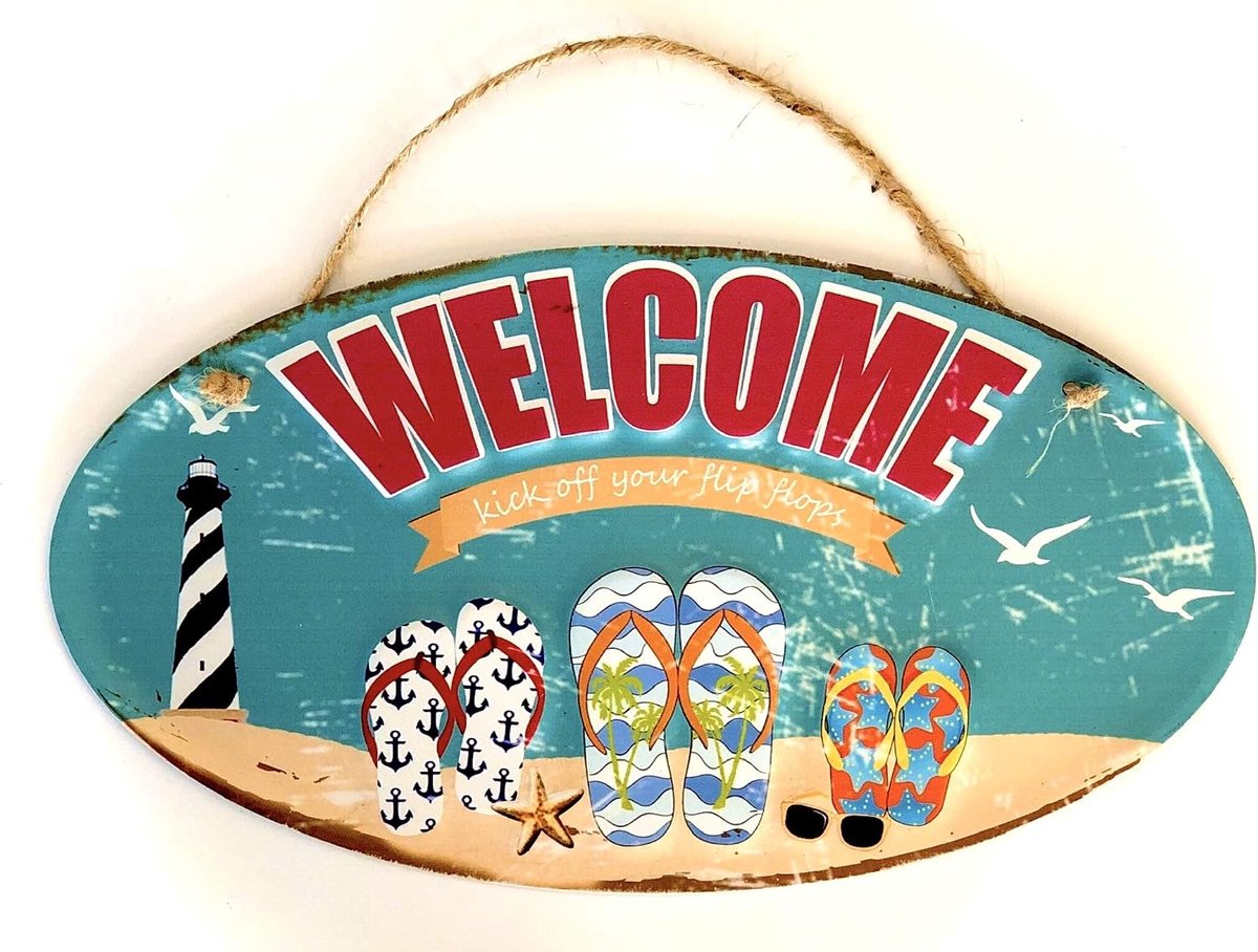 Metalen bord in vintage-stijl voor de decoratie van het huis (Welcome Summer)