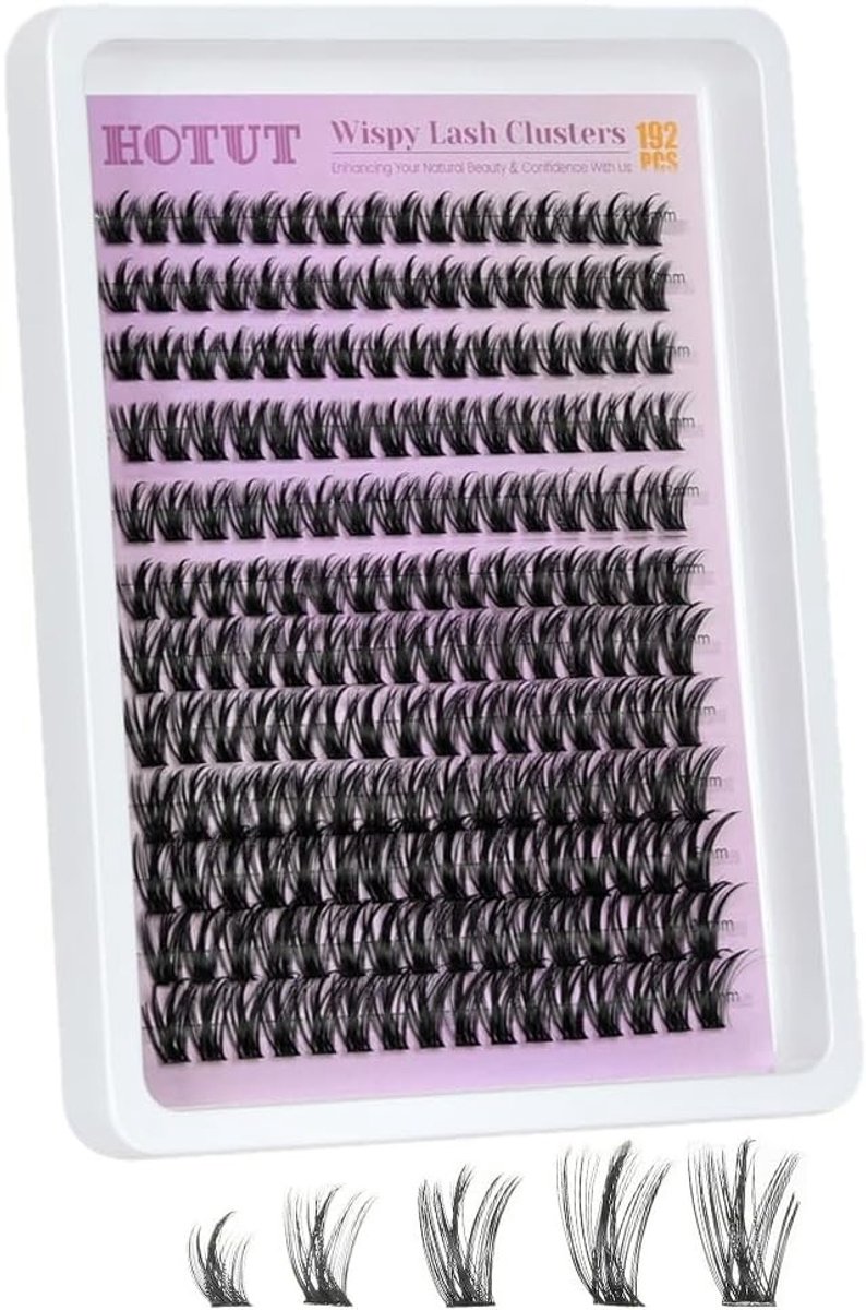 Volume Wimperextensions Set van 192 Stuks, Mix van 9-18 mm Cluster Wimpers voor Eyelash Extensions en Valse Wimpers