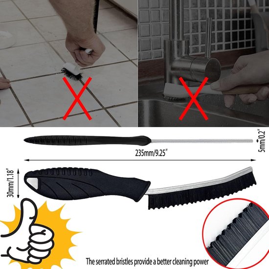 Set van 3 Hoekreinigingsborstels en 1 Blindenborstel voor Kieren en Voegen in Keuken en Badkamer — afbeelding 5