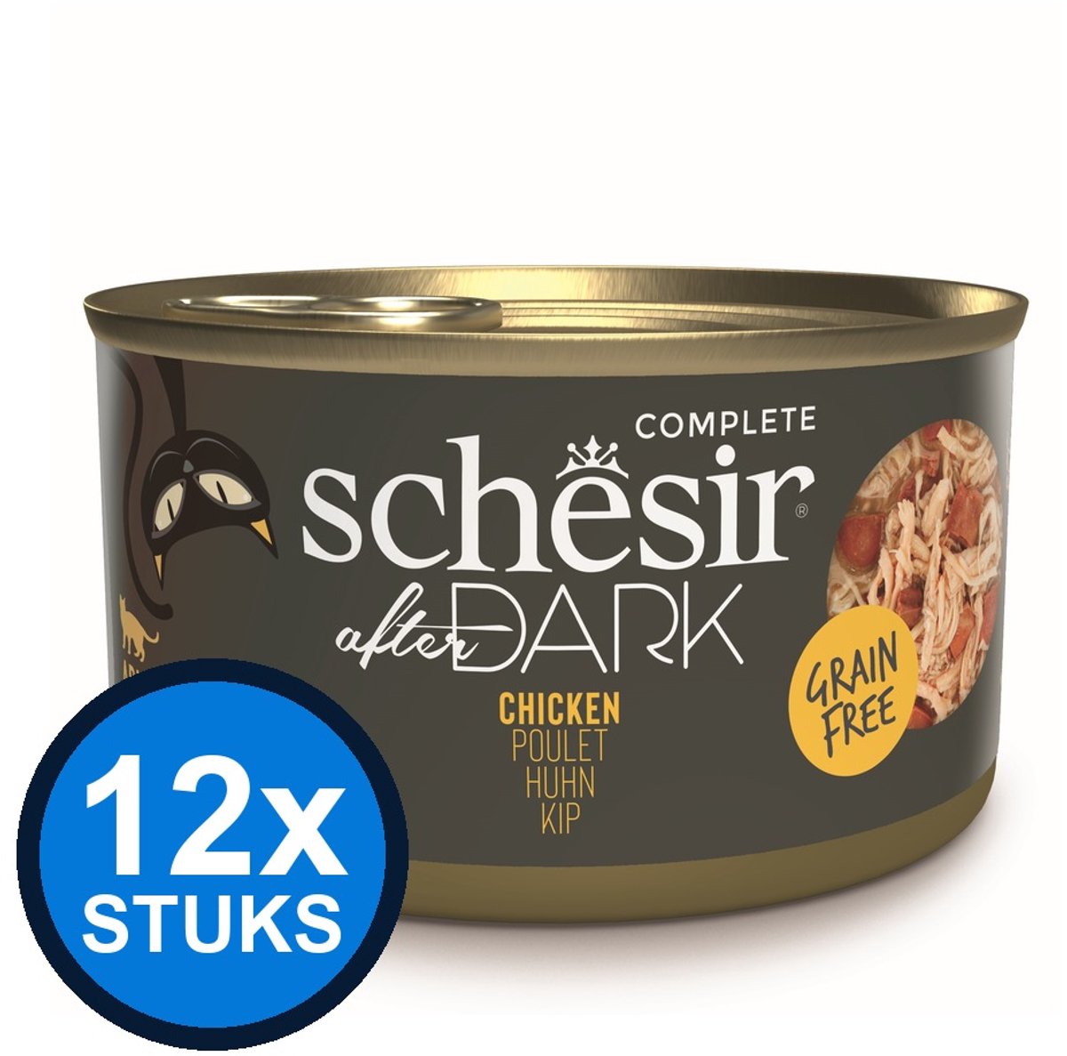 12x Schesir After Dark - Kip in Bouillon - Kattenvoer Natvoer - 80g