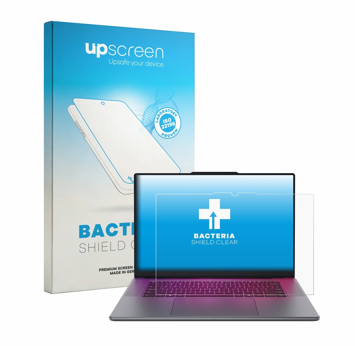 upscreen - Screenprotector voor Lenovo Yoga Pro 9i Gen 11 Aura Edition 16" - Folie Beschermfolie transparant antibacterieel