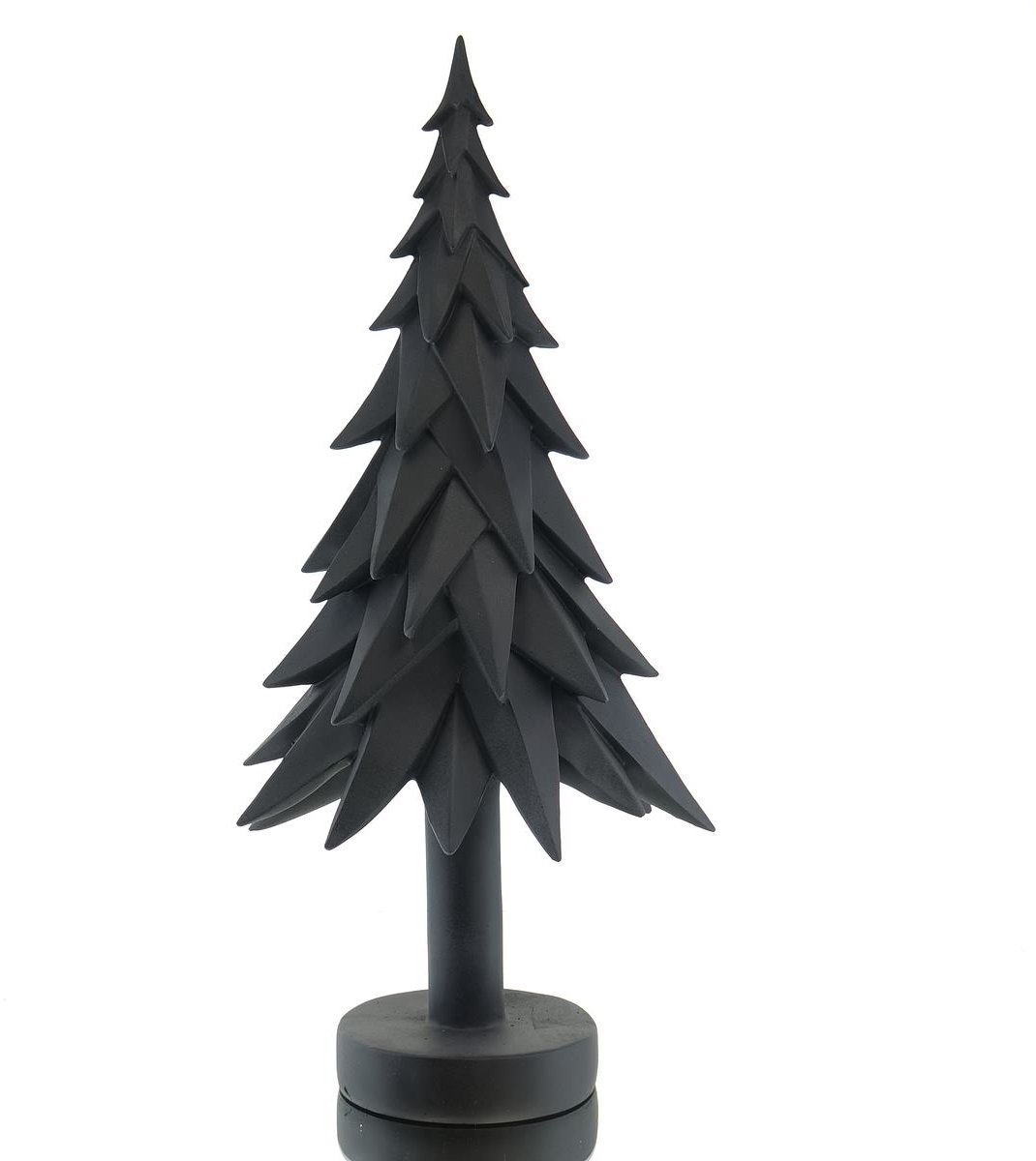 DPI kerstdecoratie dennenboom zwart mat 40 cm resin