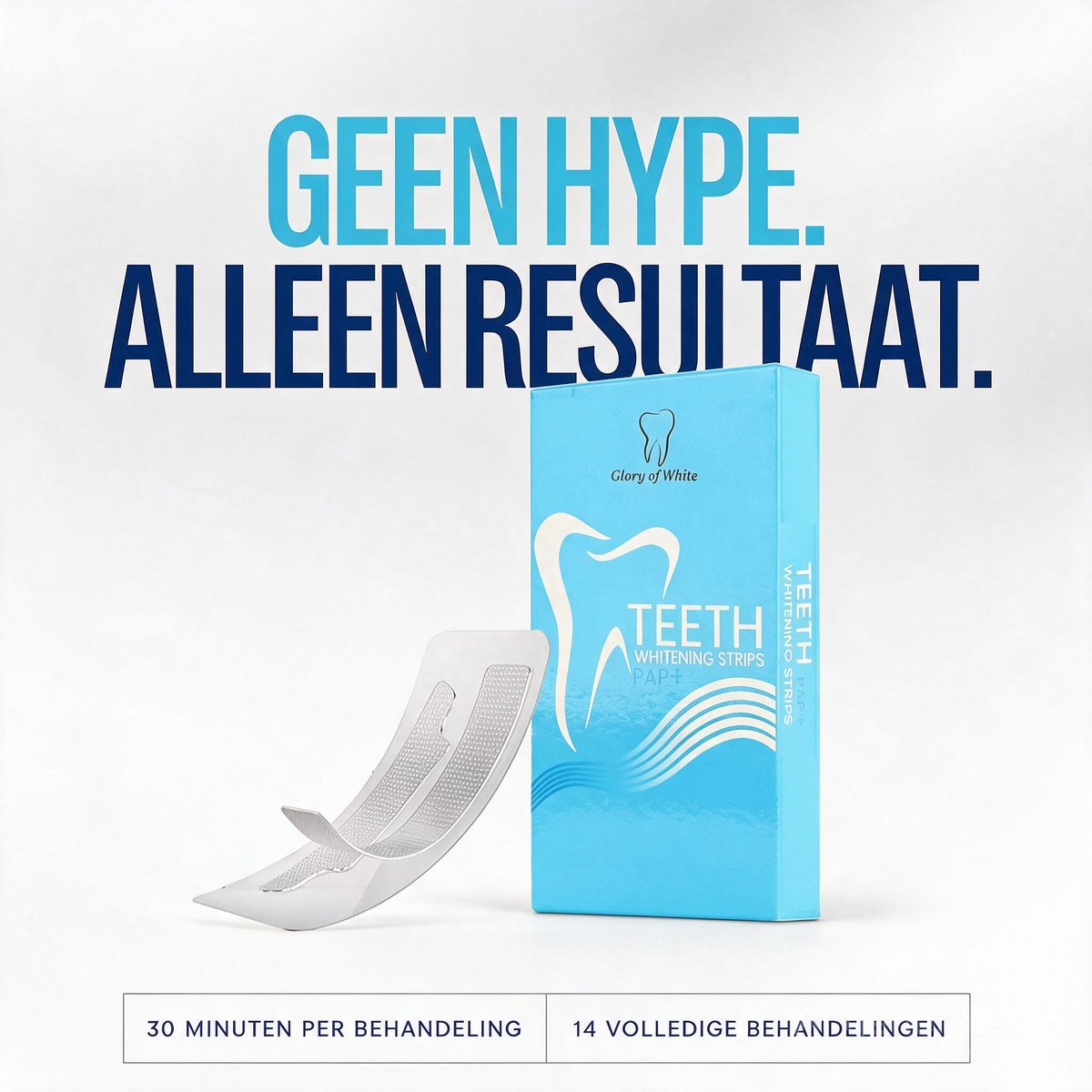 Glory of White Whitening Strips - PAP+ Charcoal - Tanden bleken - Tandenblekers - Whitestrips - Zonder Peroxide - 14 Stuks