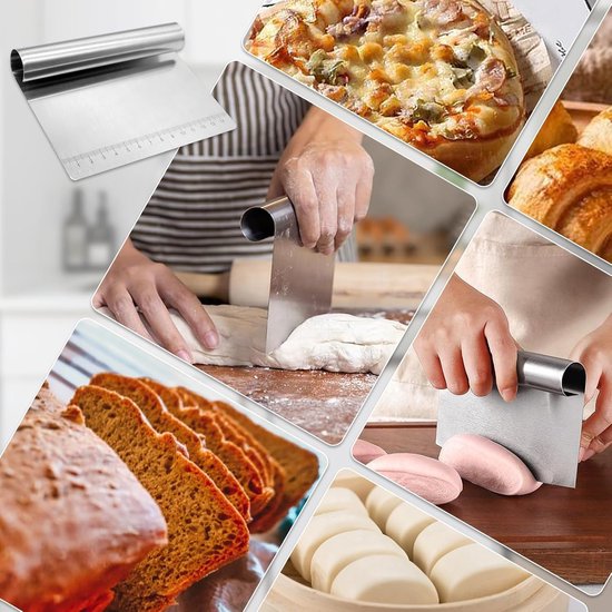 1 stuk roestvrij stalen deegsnijder, deegkaart, deegspatel, premium deegspatel, deegkaart met schaal, keukenspatel voor cake, cake, pizza, cake, cake, deeg — afbeelding 5