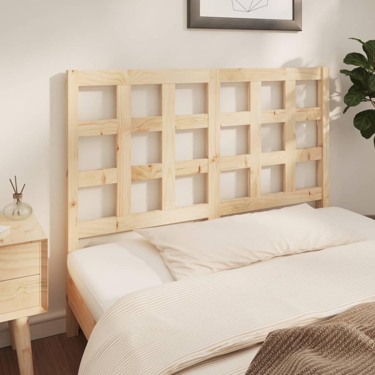 Houten hoofdeinde, 140,5 x 4 x 100 cm, rustiek ontwerp voor bedden zonder hoofdeinde, stabiel frame en comfortabel lezen