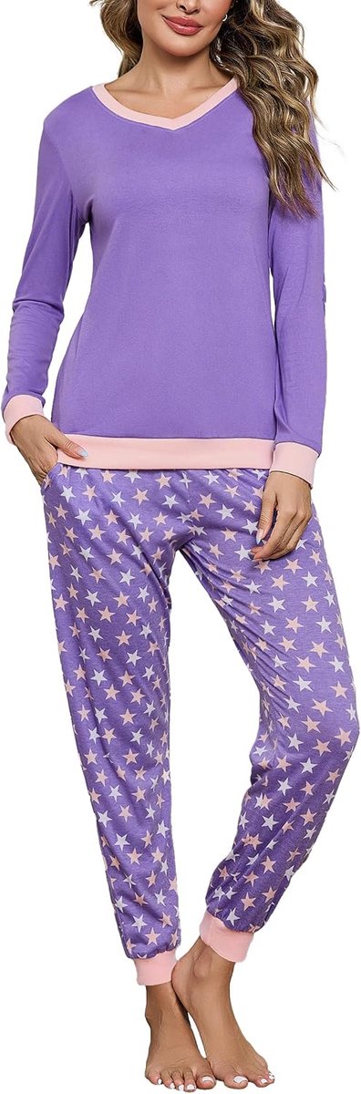 Katoen, lang, winter, tweedelig, pyjama's voor dames, winter, nachtkleding, casual pyjama, comfortabel