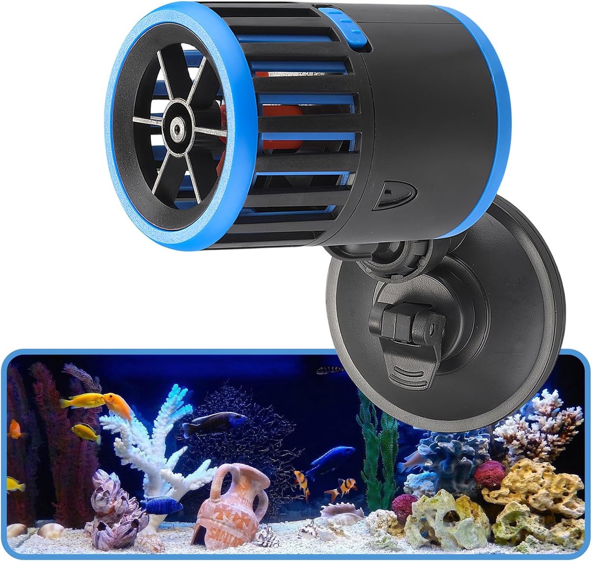 Aquariumpomp met magneethouder, 7000 l/u, 10 W, 360 graden, Wave Maker pomp voor zoet- en zoutwateraquaria