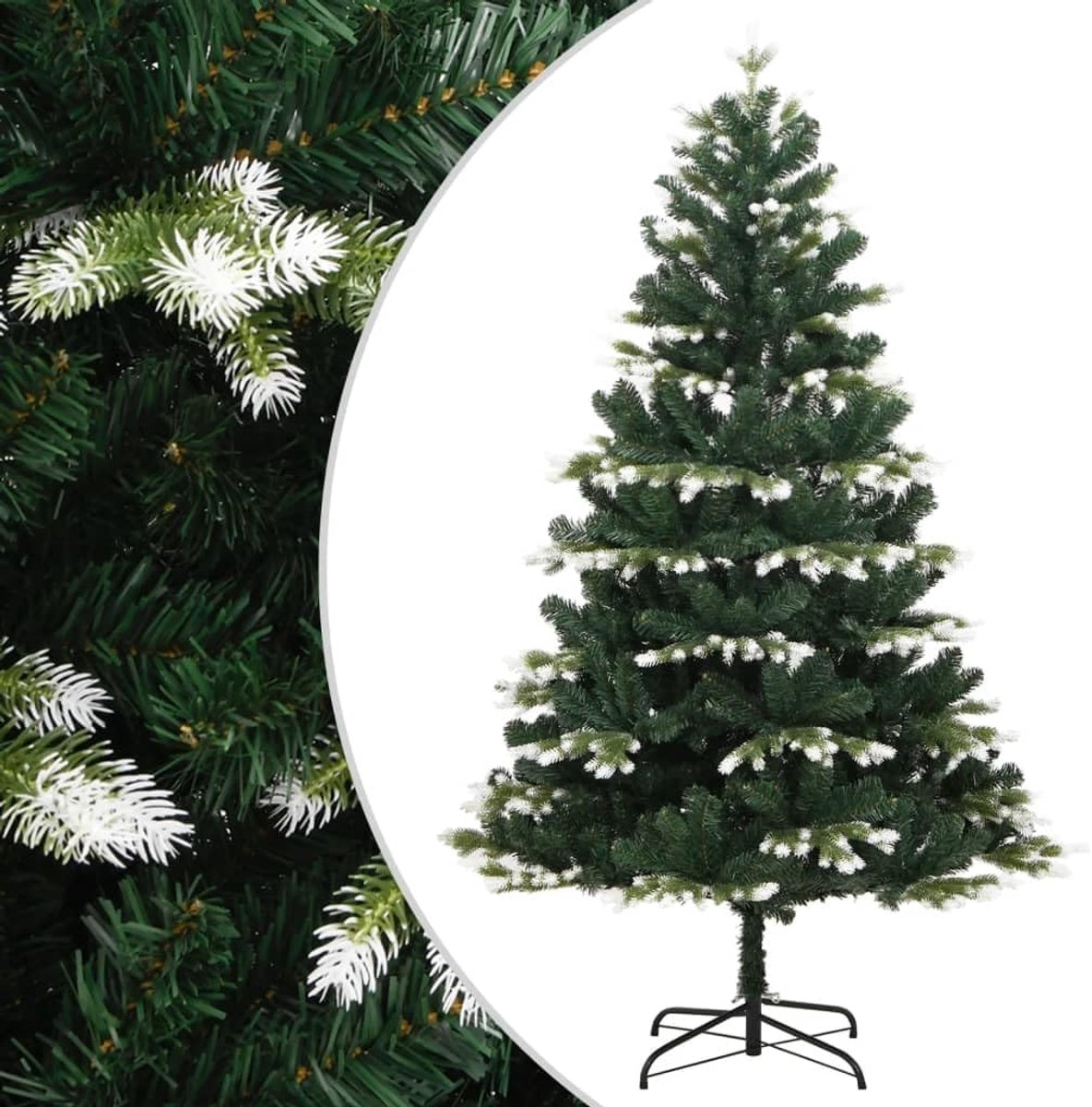 Inklapbaar, besneeuwd, 180 cm, met realistisch PE-kant, stabiele metalen standaard voor duurzame kerstdecoratie