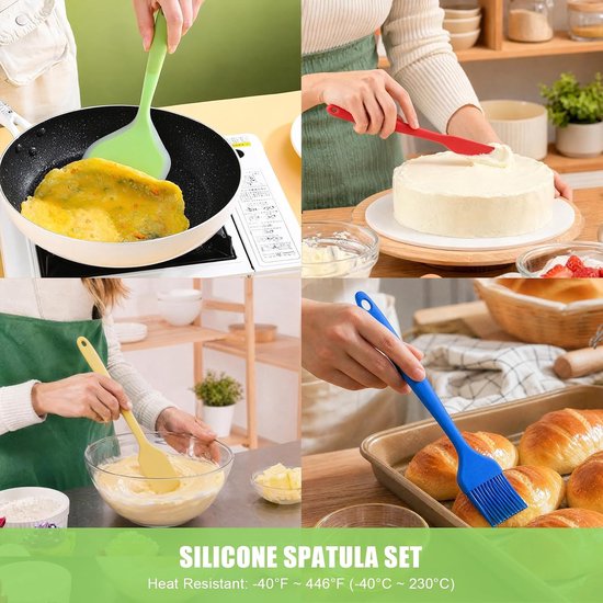 5 STKS Siliconen Spatel Set, Hoge Hittebestendige Food Grade Non-Stick Keukengerei voor Bakken Koken Mixen, BPA Vaatwasser Veilig Flexibele Spatels, Sterk & Duurzaam — afbeelding 4