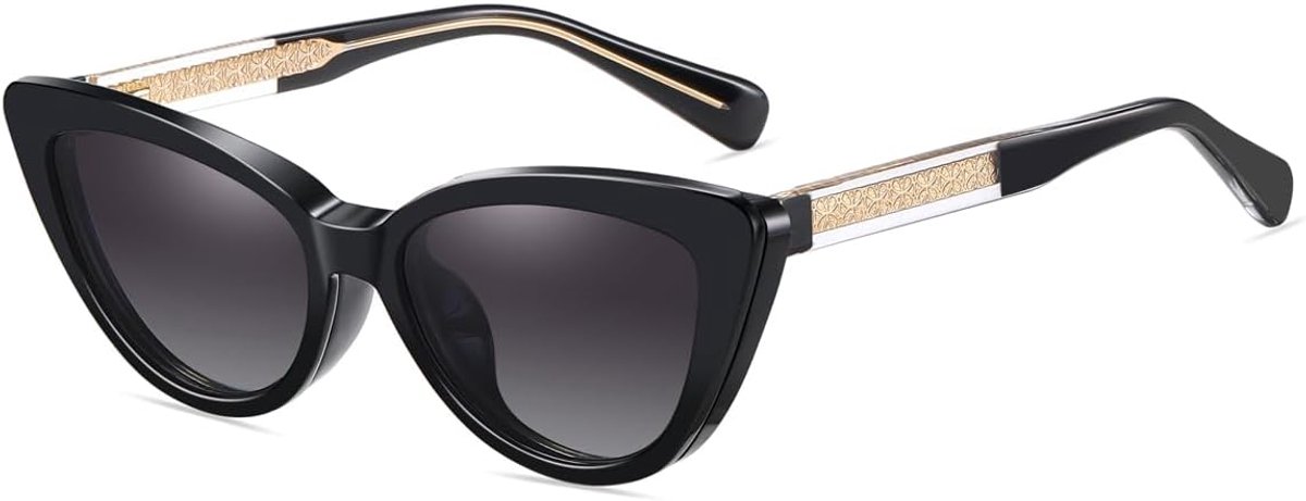 On Gepolariseerde zonnebril voor dames, TR90, dik frame, magnetisch, anti-blauw lichtbril, kattenoog