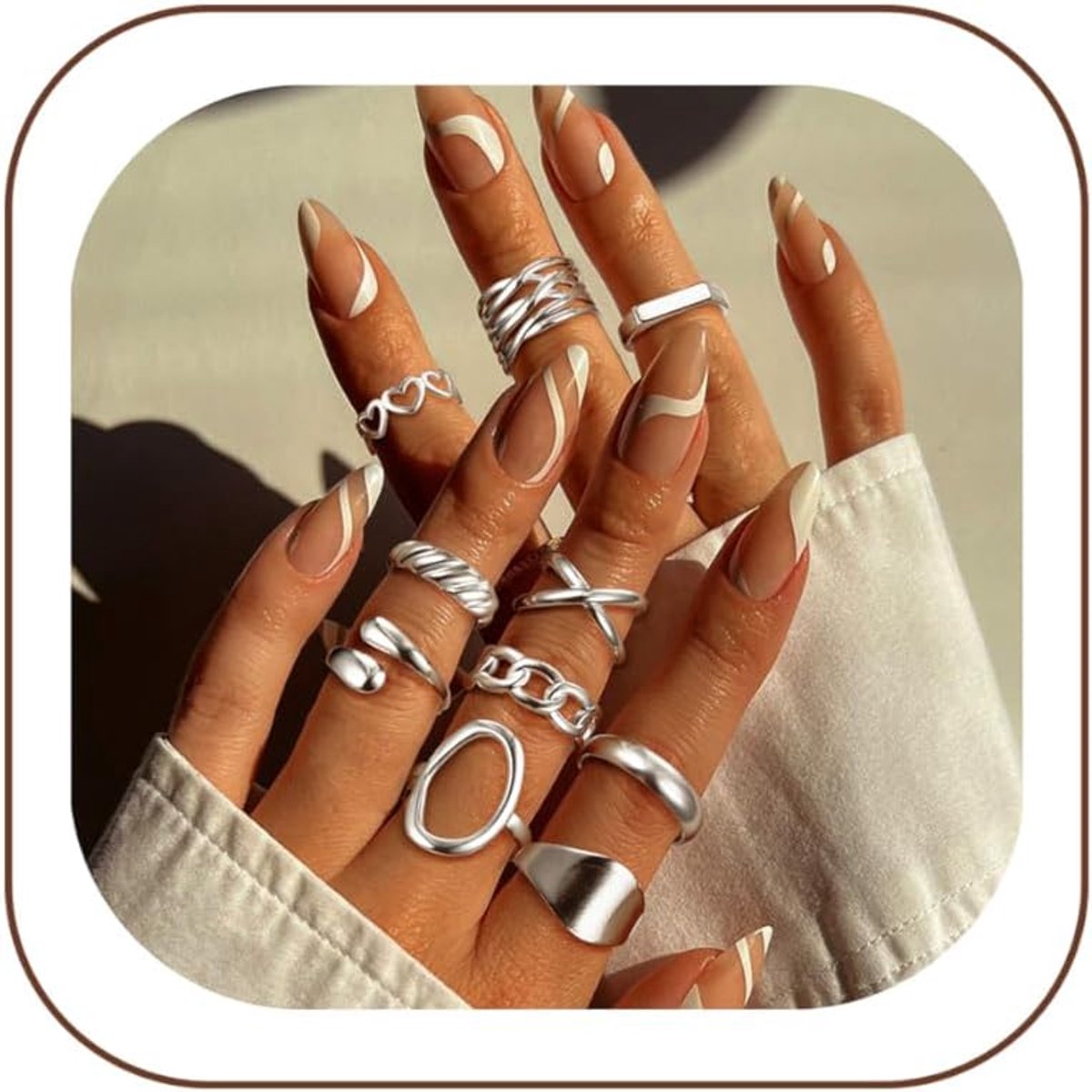 Ringen voor vrouwen, 14 karaat goud, roestvrij staal, verstelbare stapelbare ringen, sets dome, dik, gevlochten, gedraaid, trendy knokkelringen, duim-en vingerringen