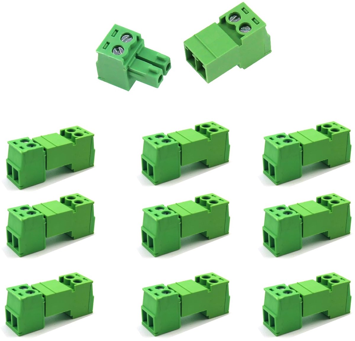 10 paar 2-polige 3,5 mm schroefklemmen mannelijke en vrouwelijke klemmen, connectoren aansluitklemmen 8 A, 300 AWG 16-28