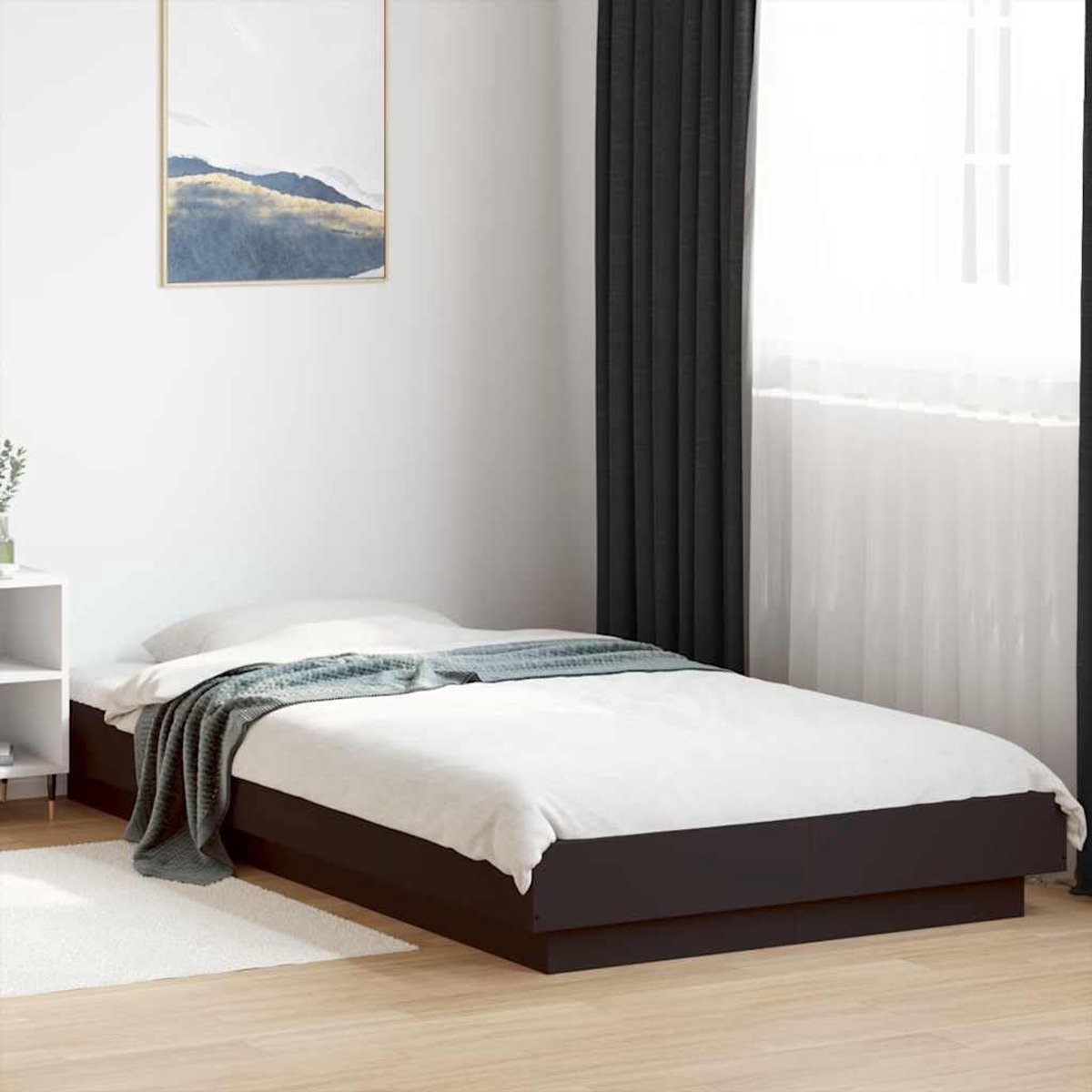 Hout Modern design Lattenbodem Zwart 100x200 cm