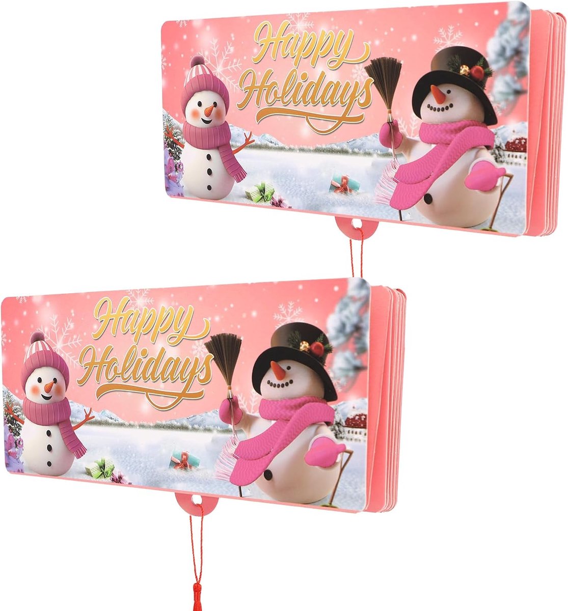 2 Stuks Kerstgeld Enveloppen voor Contant Geld, Kerstgeld en Kaarthouders met 10 Vakken Feestelijke Verrassingsenvelop Contant Geld voor Mannen Vrouwen (Roze, Stijl 1)