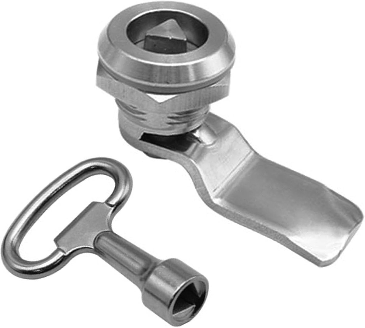 Vergrendeling van de stroommeterkast, brievenbusslot, schakelkast, slot, gasmeterkastslot met driehoekige sleutel, nokkenslot met schroefdraad, kast, meubelslot (zilver, 1 stuks)