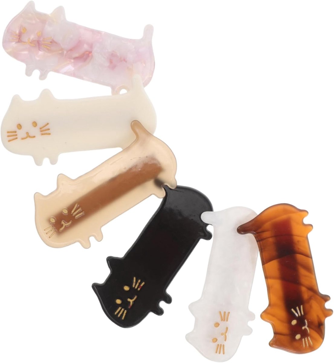 6 Stuks Schattige Kattenhaarclips voor Meisjes Dunne Acetaat Alligator Haarspelden Stevige Grip voor Losse Plukken Speels Cartoon Ontwerp voor Dagelijks Gebruik Feestelijke Kapsels