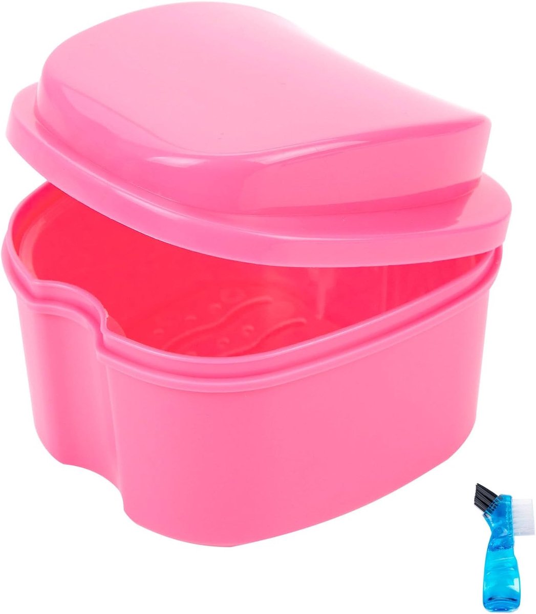 Tandspangenreiniger, prothesebox, tandprothesedoos, opbergdoos, tandspangdoos, tandprothesedoos, tandprothesenbewaardoos met reinigingsborstels voor de opslag en reiniging van valse tanden