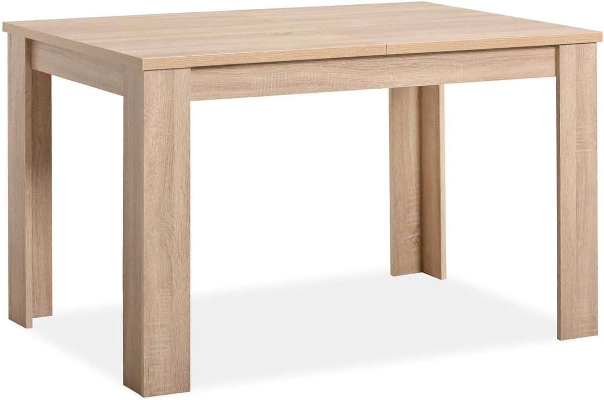 Eettafel uittrekbaar 120x80 rechthoekige tafel voor maximaal 6 personen, eettafel uitbreidbaar tot 153 cm, bruin eiken keukentafel houten tafel natuur, artikel 2182