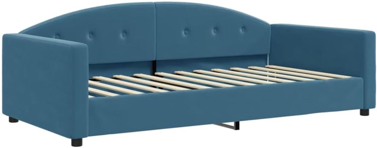Logeerbed, dagbed, familiebed, dagbed, blauw, 100 x 200 cm, fluweel, voor slaapkamer, logeerkamer