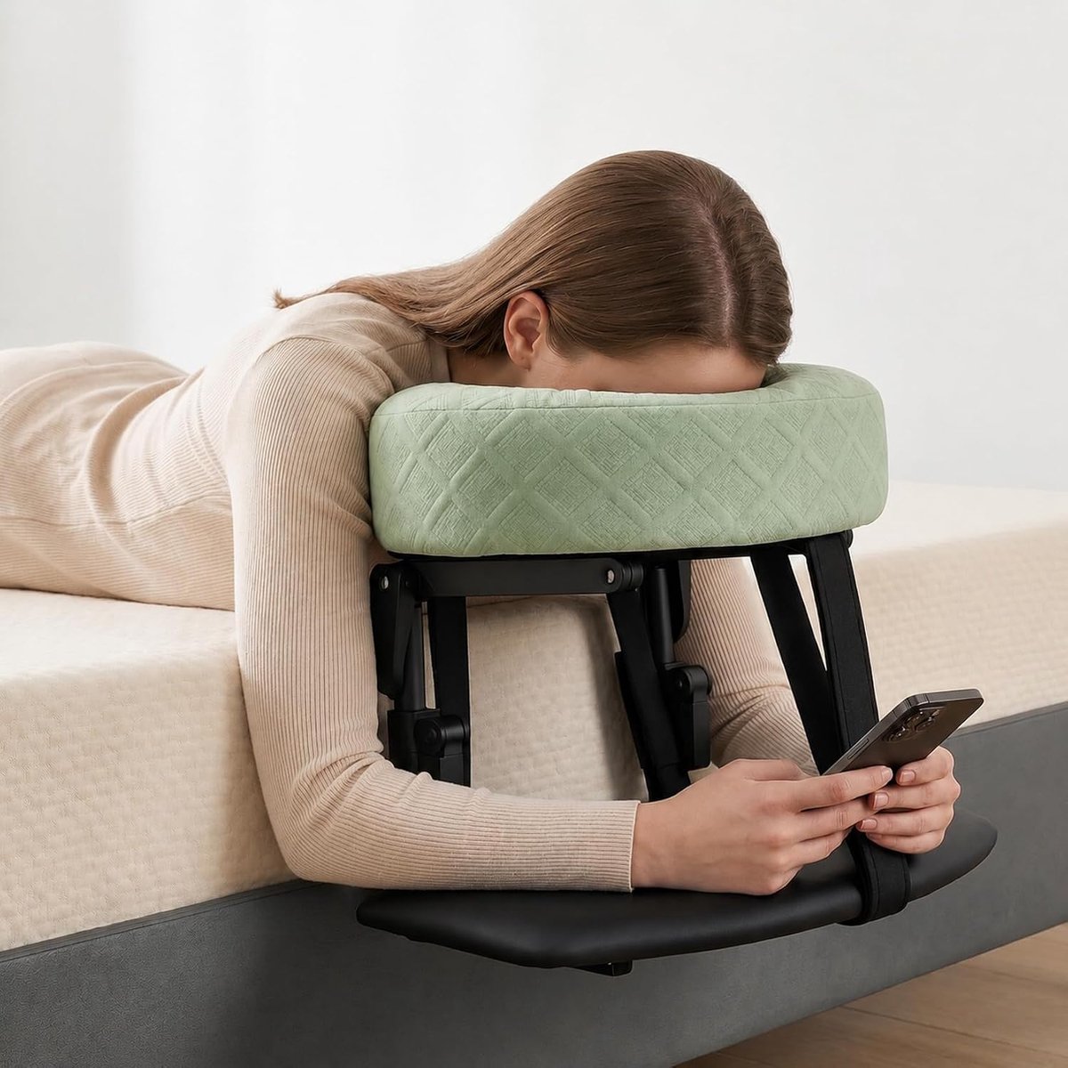 180° verstelbare massagehoofdsteun voor bed, multifunctionele gezichtssteun voor massage met polssteun, ergonomische gezichtssteun voor matrassen 14-45 cm