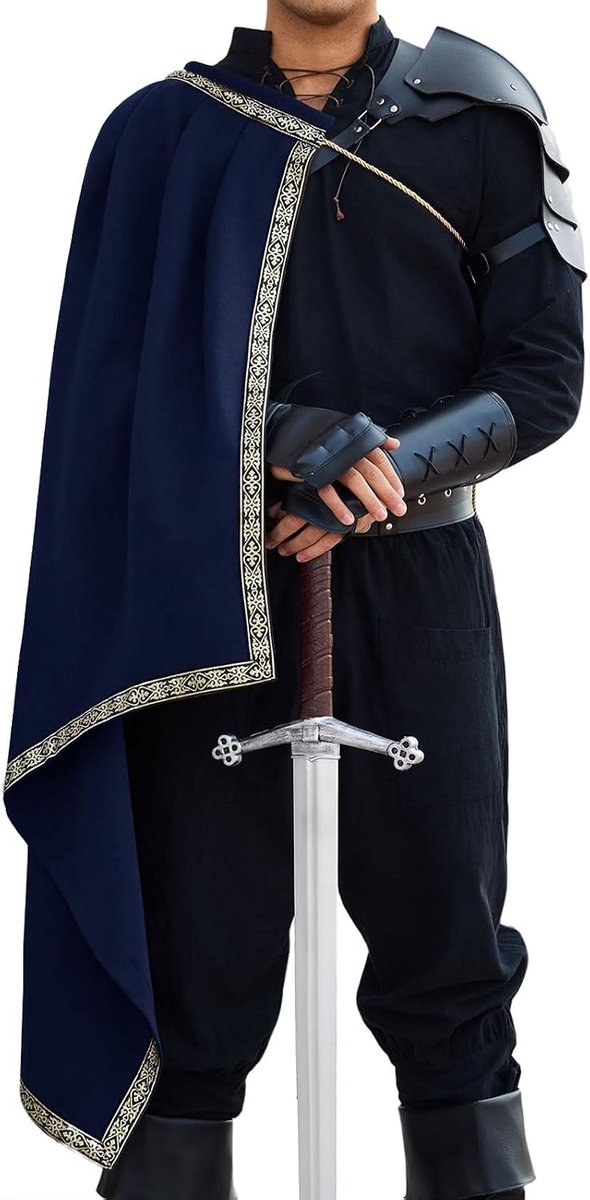 Renaissance kostuum heren middeleeuws tuniek Viking vest cape Halloween carnaval cosplay bovenstuk vintage jas met capuchon
