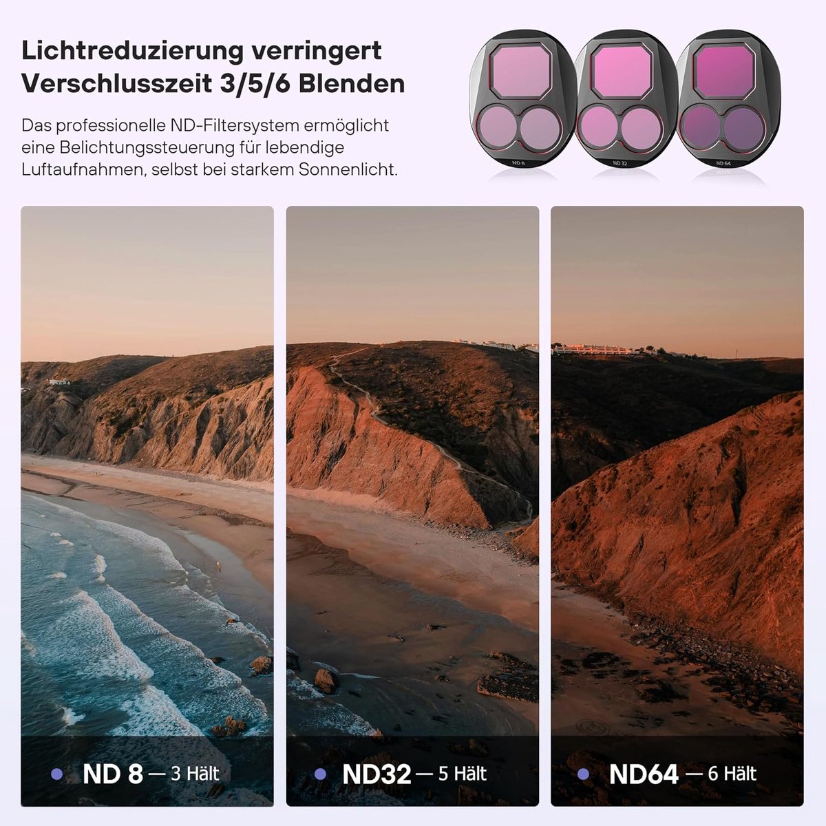 4 Pro filterset voor DJI Mavic 4 Pro filteraccessoires, ND8 / ND32 / ND64 / CPL drone-lensfilter, meervoudig gecoat optisch HD-glas, verpakking van 4 stuks – foto 3