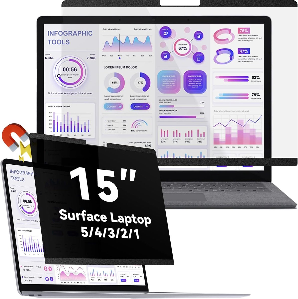 Privacyfilter voor Surface Laptop 5/4/3/2/1- 15 inch