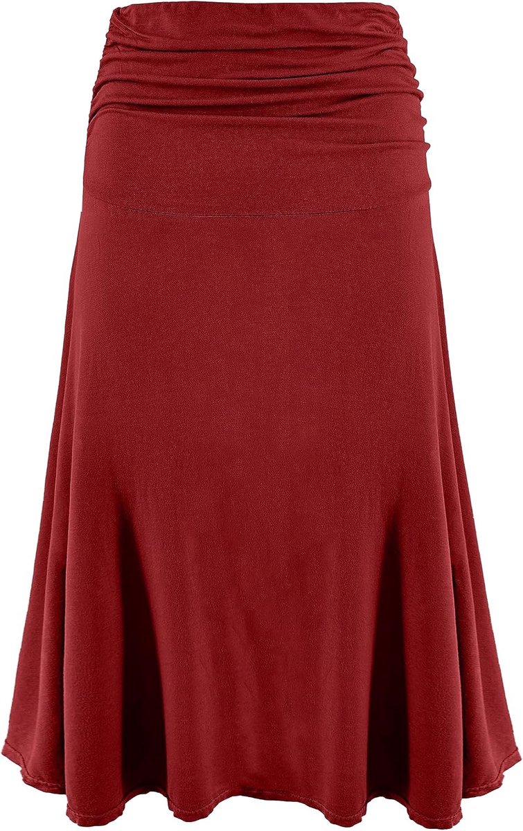 Effen, viscose, casual, elastisch, in de taille, uitlopende midi-rok, comfortabel en licht, artikelnummer 9521