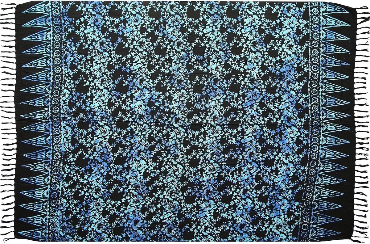 Ca.100 modellen in de winkel sarong strandhanddoek jurk pareo wikkelrok loop ca. 170 x 110 cm (blauw violet paars bloemen Sar97)
