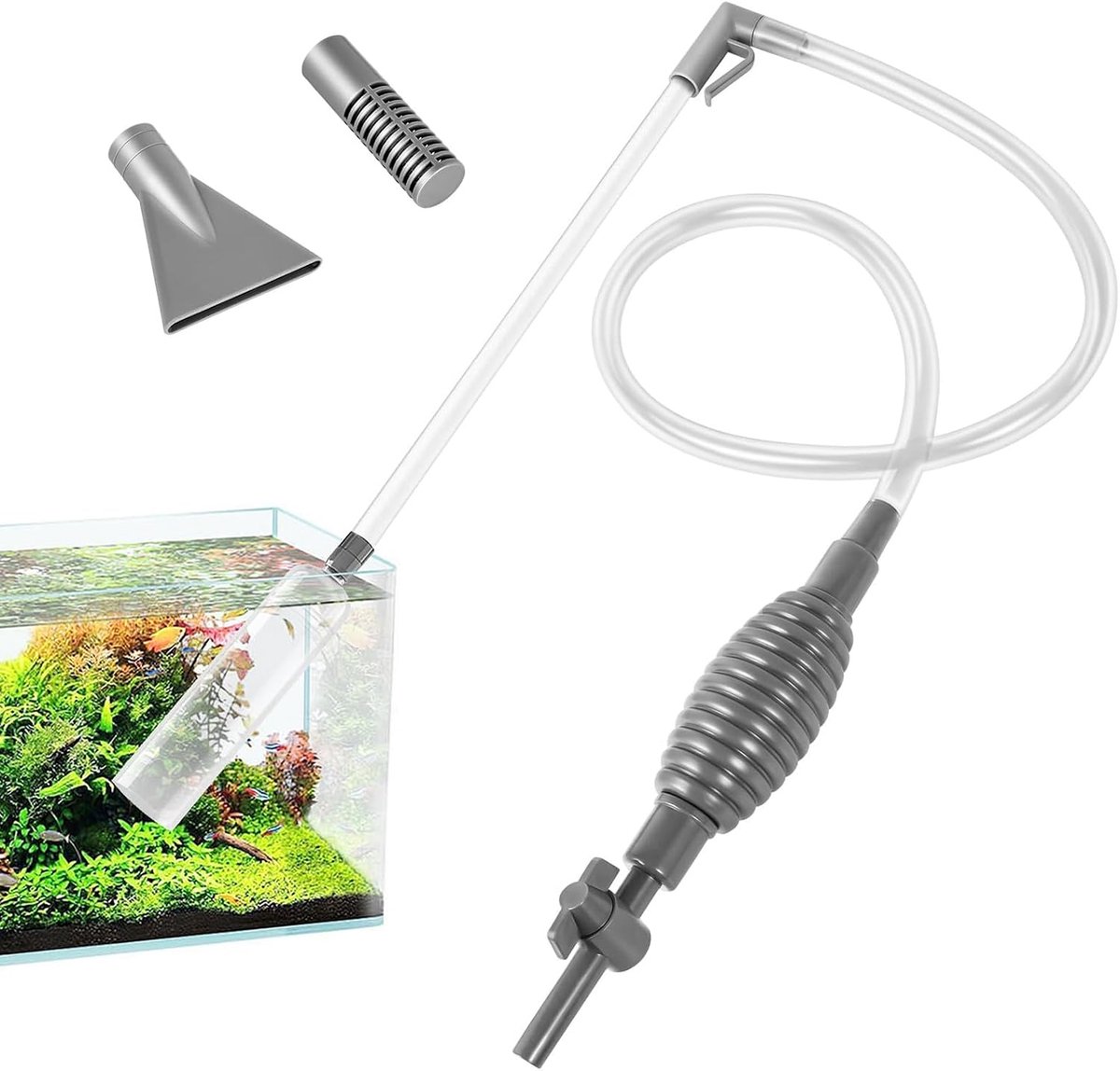 1,7 m waterverversing voor aquarium, aquariumzuiger, reiniging van aquaria, grind voor waterwisseling, zandreiniging, vuilverwijdering, filtering, schildpadbakken