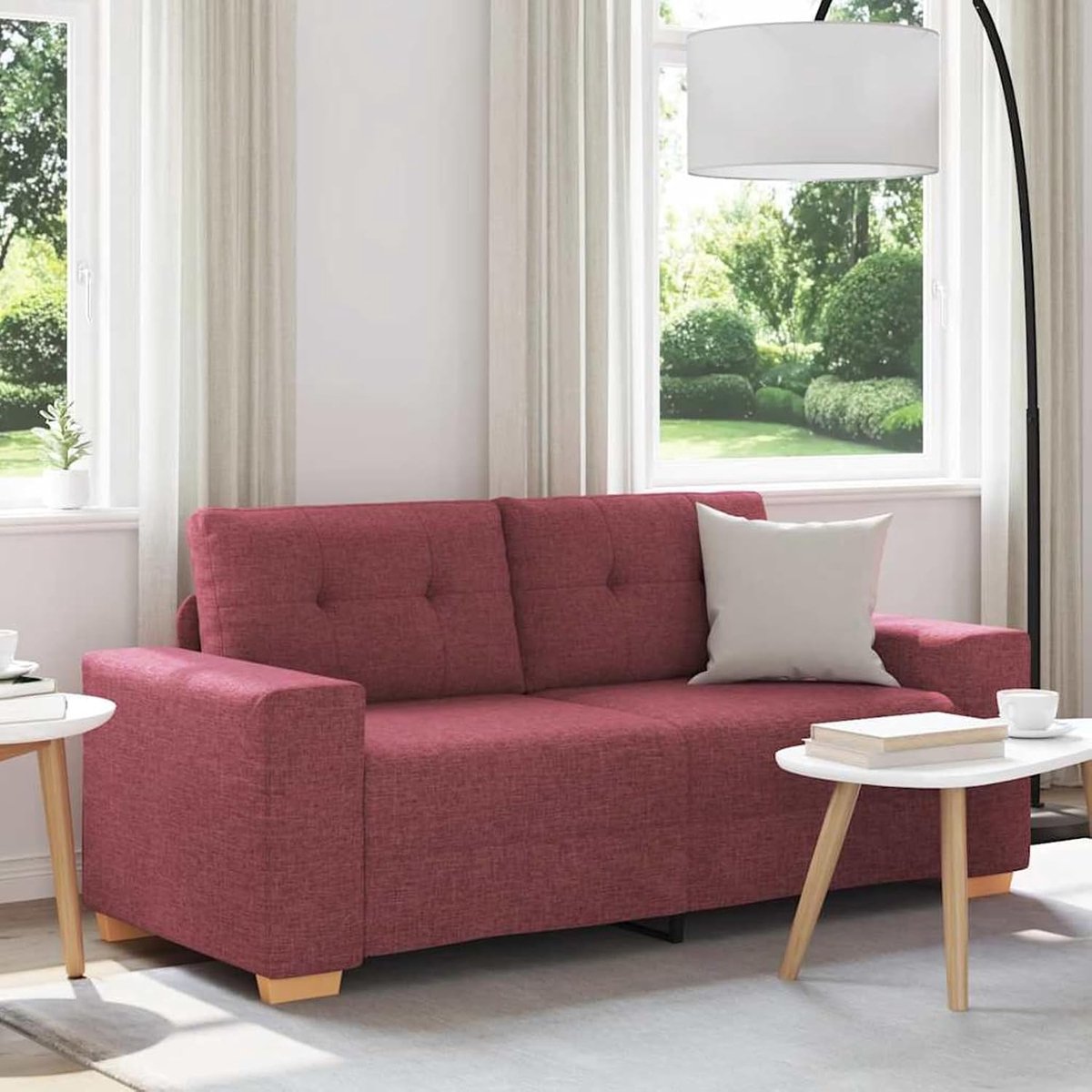 Loveseat 4105081 Wijnrood, 140 cm, stof, gestoffeerde bank, zitgroep voor woonkamer, appartement, kantoor, logeerkamer, entree