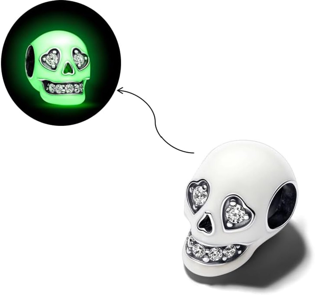 Glow-in-the-dark Sparkling Schedel Charm Bead Halloween Hanger Compatibel Europese Armband Dames Kettingen
