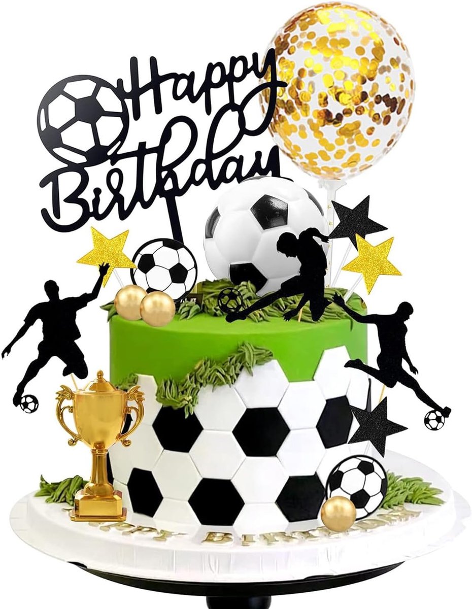 Set van 28 Taartdecoratie voor Voetbal - Taarttoppers voor Kinderen, Verjaardag, Mannen, Jongens, Meisjes - Sportfeest