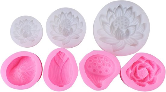 3D siliconen mal lotusbloesem zeepvorm lotus kaarsvorm lotus kaarsvorm geurende epoxyhars vorm siliconenvorm — afbeelding 5
