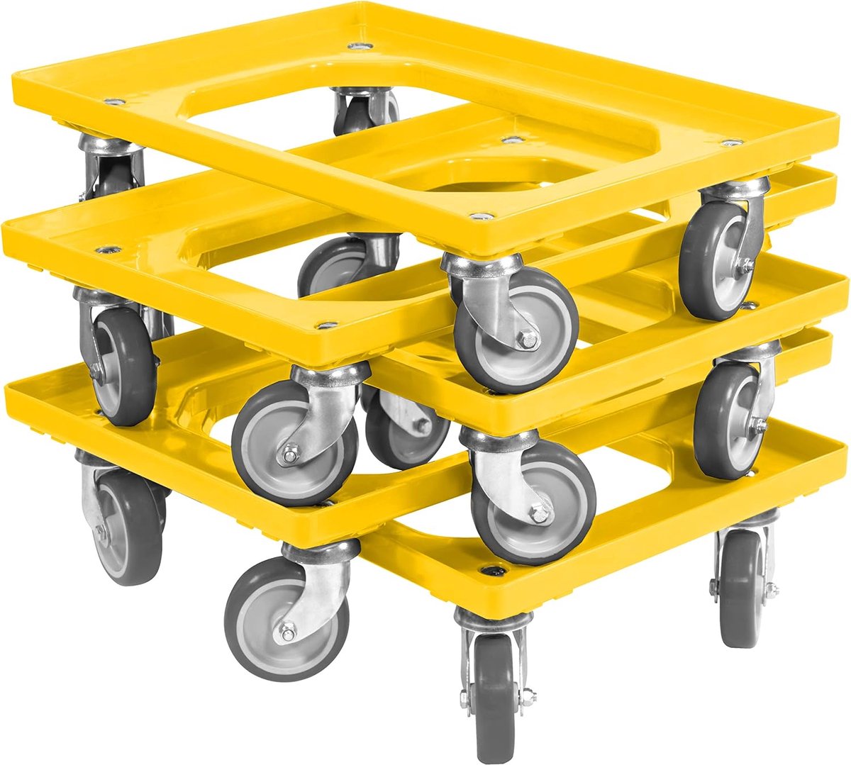 5 stuks transportwagen voor kisten 60 x 40 cm met 4 zwenkwielen in geel