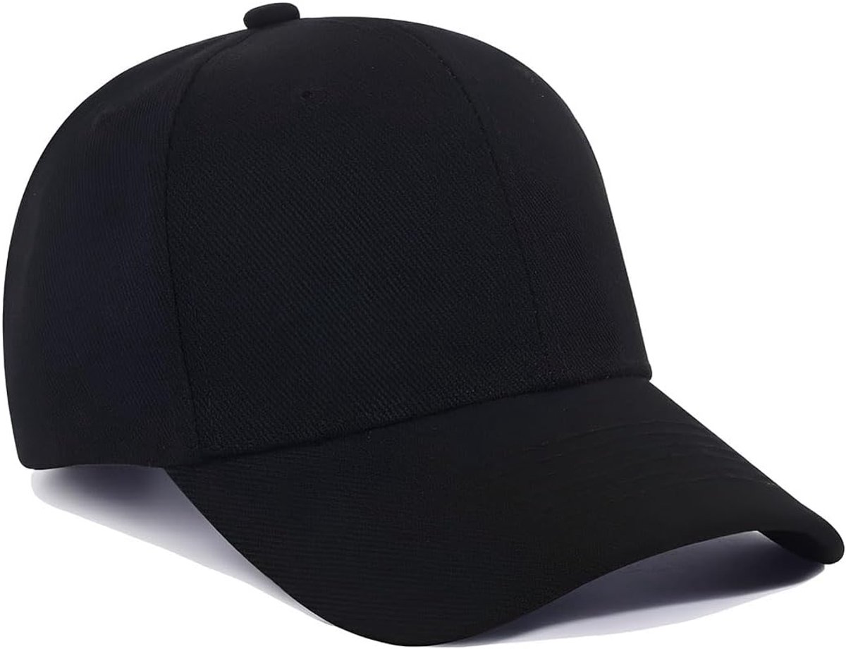 1 x honkbalpet voor kinderen, ademend, effen, maat M, zwart, voor zomer, schoolreizen
