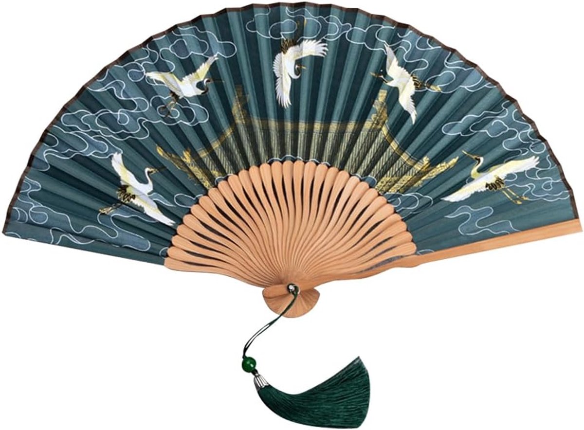 Opvouwbare Draagbare Vouwwaaier met Kwastje Ventilator Retro Stijl voor Dansen Feest Huwelijksgeschenken Cosplay Woondecoratie