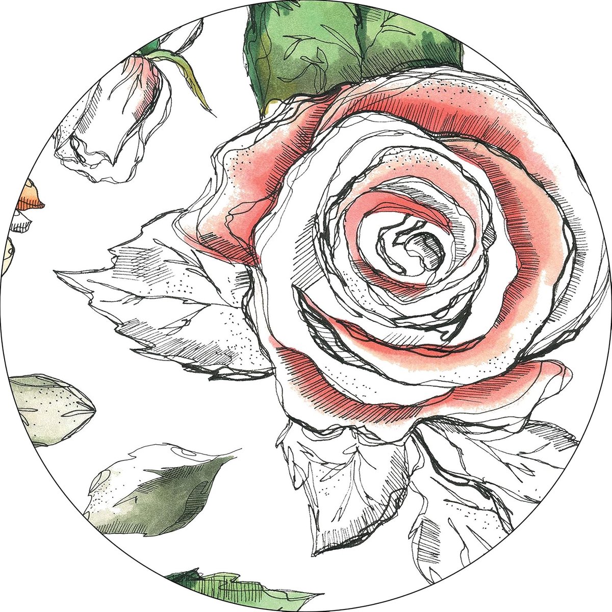 Ronde digitaal bedrukte muismat, antislip onderkant, voor kantoor en thuis, diameter: 22 cm