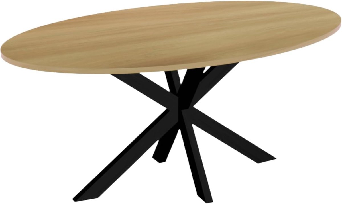 Eettafel ovaal 180cm Rato lichtbruin ovale tafel MDF eetkamertafel