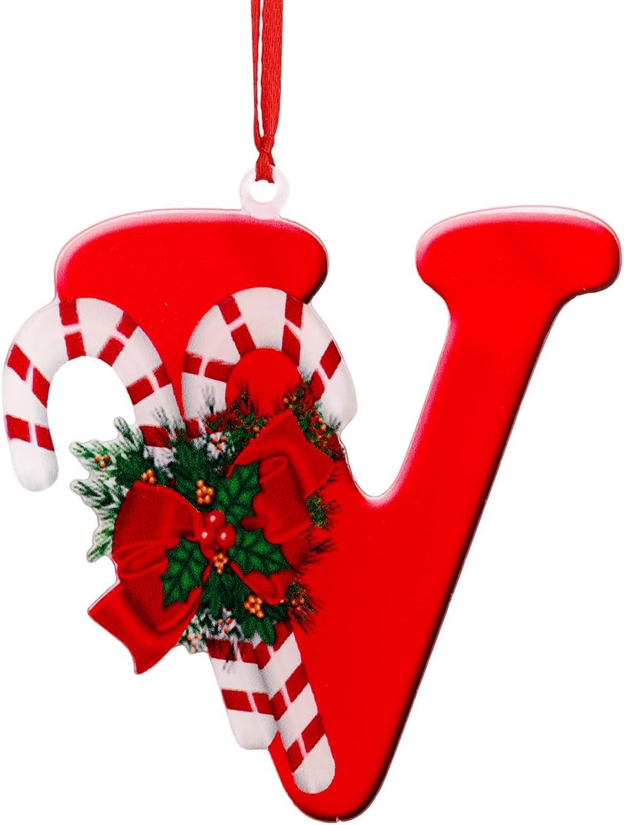 Kerstboomversiering, 26 Letter Gepersonaliseerde Kerstboomversiering Hangende Hanger voor Thuis Doe-Het-Zelf Decoratiebenodigdheden voor Feestjes (V)