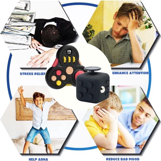 2 Stuks Fidget‑Cube Sensorisch Speelgoed, Fidget Pad Kubus — afbeelding 3